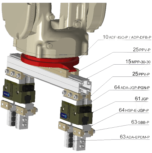 Adapter plate for igus® robots flange pattern and P13 prism